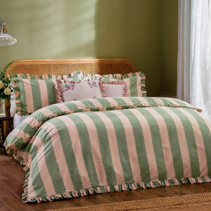 Wylder Birdie Stripe Ruffle Duvet Cover Set